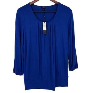 NEW NWT Talbots Sz Small Blue Stretchy Business Office DinnerBlouse Shirt Top